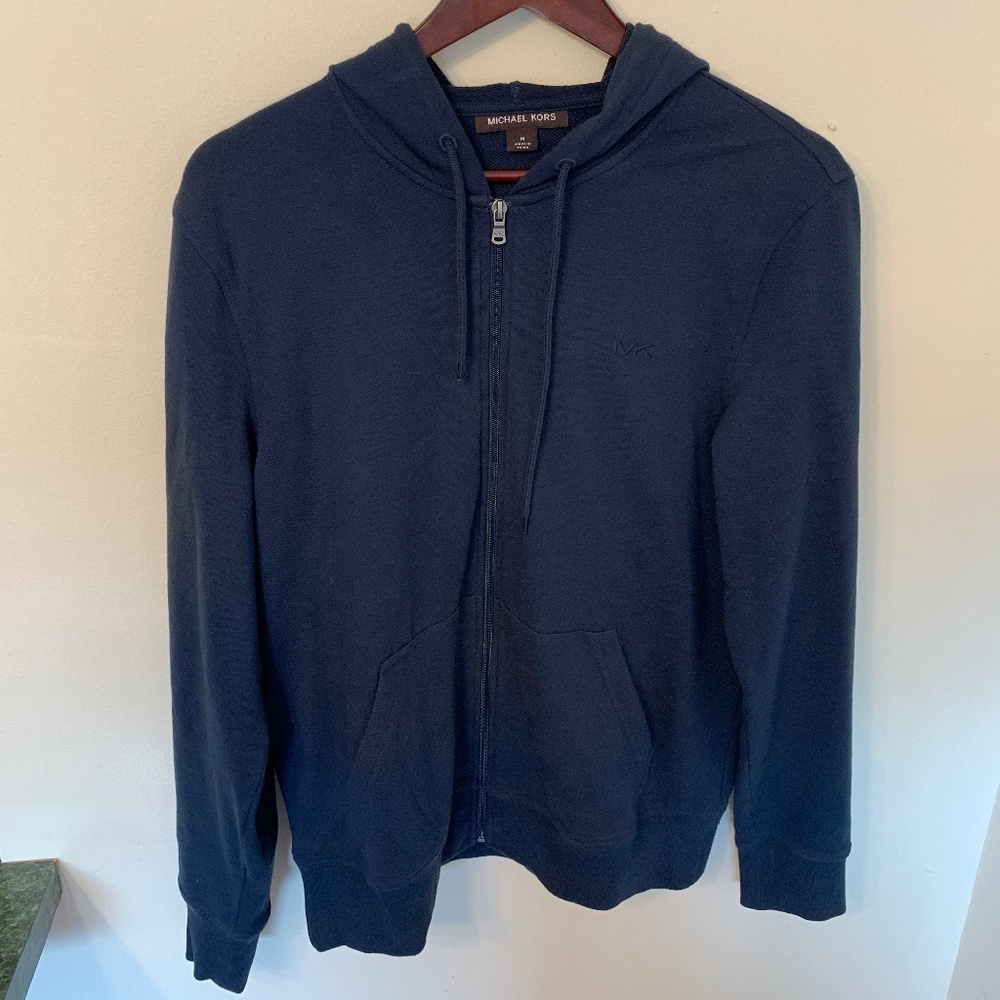 Michael Kors Small Embroidered Logo Zip Up Sweater